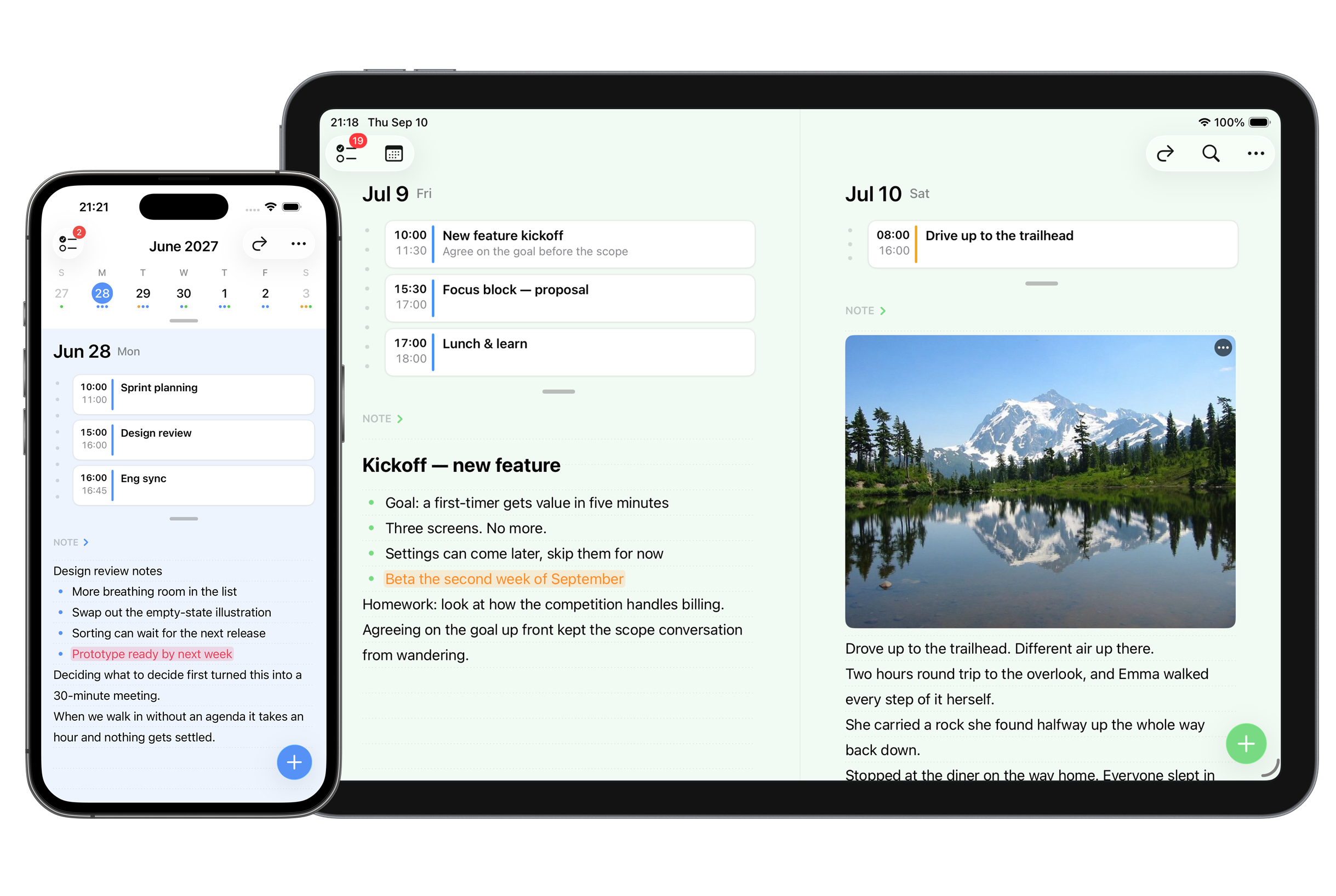FirstSeed Planner mit Terminen, To-dos und Notizen